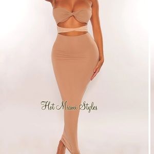 TWO TONED CUT OUT STRAPLESS DRESS